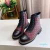 Designer Kvinnor Stövlar Fullkorns Cowhide Patchwork Lace-up Zipper Ankel Martin Lady Winter Shoes11