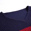 Mode Märke Tröjor Mäns Pullovers Striped Slim Fit Jumpers Knitwear Varm Höst Koreansk stil Casual Men Kläder 210909