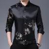 Moda Uzun Kollu Erkekler Sosyal Gömlek Bahar Streetwear Rahat Çiçek Gömlek Elbise Erkek Ince Düzenli Fit Giysileri