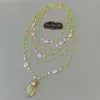 19 '' 5 Rijen Wit Parel Multi Color Crystal Chain Statement Ketting Natuurlijke Lemon Crystal Hanger Engagement Remantische vrouwen