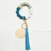 Cross-border Food Grade Silicone Bead Bracelet Tassel Blank Disc Keychain Female Multicolor Optional