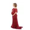 New Maternity Photography Prop Baby Shower Pregnant Dresses For Cowl Neck Fashion Lace Summer Dress Lady Evening Gown Vestidos G220309