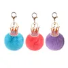 10 Teile/los Perle Schlüsselbund Crown Rex Kaninchen Fell Ball Tasche Anhänger Geschenk Handy Anhänger Schlüsselbund Ring