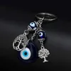 2021 Turkse boze oog sleutelhangers lucky blue eye fatima hand charm trinket sleutelhanger vintage sleutelhanger voor mannen vrouwen auto sleutel hanger G1019