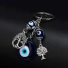 2021 Portachiavi turco Evil Eye Lucky Blue Eye Fatima Hand Charm gingillo Portachiavi Vintage Portachiavi per uomo Donna Ciondolo chiave auto G1019