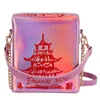 Grappige Chinese toren print doos vrouwen schoudertassen ontwerper handtassen kettingen kruisbody messenger tas dame leuke laser kleine portemonnees