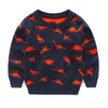 새로운 3-8years 소년 스웨터 캐주얼 outwear 키즈 o 목 겨울 어린이 의류 소년 풀 오버 공룡 스웨터 210308