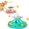 Cat Toy Cute Turntable Ball Interactive Dog Treat Leaking Rotatable Wheel Funny Stick Track Drop 211122