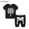 Mudkingdom Boys Tenues Squelette Glowing T-shirts Enfants Vêtements d'été Ensemble 210615