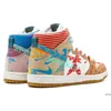 2021 de boa qualidade Dunks SB de alta moda homens e mulheres sapatos esportivos creme colore flores Hawaii maré cor graffiti outdoor lazer sapatilhas