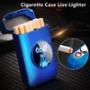 New Resin Windproof Flameless Cigarette Case Lighter Rechargeable USB Electric Lighter 19PCS Tobacco Storage Holder Men Gadgets Gift