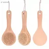 Dry Bath Body Brush Back Scrubber Anti-slip Short Wooden Handle Natural Bristles Shower Exfoliating Massager FY5312 B0623x1