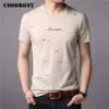 Coodrony Бренд футболка мужская мода повседневная V-образная выречка T-Streetwear Мужская одежда Летняя мягкая хлопок Tee Homme C5074S 210629