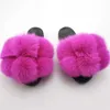 Ny Fur Ball Fluffy Tofflor Kvinnor Furry Fur Slippers Fashion Fox Fur Slides Ladies Sandaler Plush Sliders Hair Ball Flip Flops H0914