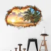 Nieuwe PVC Piraat Schip Treasure Island Wall Art Sticker Muurschildering Decal Kids Slaapkamer Decor 3D Gebroken Muren Achtergrond EED4895