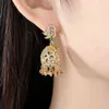 ジプシーインディアンJhumka Boho Ethnic Gold Crystal Bead Drop Dangleイヤリング用女性ブライダルジュエリーTribal Jhumki Vintage Statement