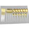 6 Set 24pcs Vaisselle en or rose 304 Couverts en acier inoxydable Couteau blanc Fourchette Cuillère Vaisselle Argenterie 211229