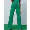 Spring Autumn Women's Fashion jeans Is Thin And High-waisted Straight Bright Yellow Green Jeans Drop 211129