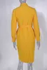 ファッション長袖ボタンシャツDres秋のカジュアルな黄色の緑のヴィンテージの女性ドレスの女性は、Femme Robe 210623