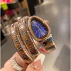 Luxury lady Bracelet Women Watch gold snake Wristwatches Top brand diamond Stainless Steel band Womens Watches for ladies Christma2577