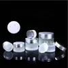 Frosted Glass Face Cream Jar Refillable Cosmetic Bottle Sample Empty Container with Silver Lids and Inner Liners 5g 10g 15g 20g 30g 50g