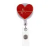 Medical Key Rings Heart Shape Rhinestone Retractable ID Holder For Nurse Name Accessories Badge Reel With Alligator Clip