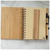 New Wood Bamboo Capa Notebook Espiral Notepad com caneta 70 folhas recicladas presentes de papel alinhados Viagem de contas jounal Gravando financiamento