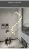 Svart och guld LED ljuskrona matsal trappa justerbar hängande lampa kök ö modern kreativ långt hängande ljus