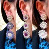 missvikki Luxury Gorgeous Bloom Flowers Long Dangle Women Fine Full CZ Bridal Wedding 2021 Earrings Jewelry