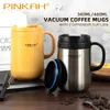 Pinkah Coffee Thermo Mug 350ml 460mlのオフィスの真空フラスコ家の魔法瓶カップギフトとして絶縁されたハンドル付き210615