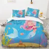 3D Pościel Zestaw Duvet Cover Set dla Dziecko Dzieci Poszewka Poszewka Cartoon Mermaid Edredones Nicages Girls Princess 2/3 sztuk Kołdra Set