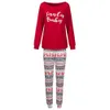 Women PajamasTwo Piece Set Christmas Casual Letter Print Long Sleeve Tshirts&long Pants Loungewear Suit Fashion Nightwear Female 210526