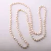 Bijoux de mode 8 à 9 mm nœud Halsbout Colliers de perles naturels d'eau fraîche pour femmes
