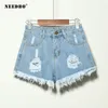 Needbo Hot Shinds 청바지 여름 푸시 푸쉬 up up up skinny short for women denim 반바지 하이 허리 캐주얼 짧은 Femme 홀 레이디스 반바지 210306