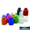 Flacon compte-gouttes transparent 5 ml bouteilles en plastique PET avec bouchon à l'épreuve des enfants et longue pointe pour bouteille e liquide 50 pcs/lot