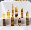2022 new Natural yellow fluorite Energy Pillar rough stone crafts ornaments Ability Quartz Tower Mineral Healing wands Reiki Crystal Point