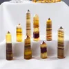 2022 nouveau pilier d'énergie de fluorite jaune naturel ornements d'artisanat en pierre brute capacité tour de quartz baguettes de guérison minérale Reiki Crystal Point