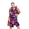 Kvinnors Imitation Faux Fur Coats Coat Hip Hop Style Warm Coat Color Rabbit Hair Long Windbreaker Color Matching Fashion 211213