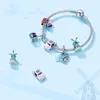 Bamoer 925 Sterling Silver Travel London Charm Pink Cable Car Windmill Zirconia Hjärtpärlor för kvinnor armbandsmycken SCC1738 Q05218M