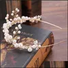 Juwelieropean -European -selling Bruid Handgemaakt Wit Pearl Hair Lead Buckle trouwjurk aessories hoofdband kroon tiara bruids sieraden druppel delive