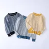 Crianças Stripe Sweater Knitted Boys Sweater Jacquard Meninas Outono Inverno Crianças Pulôver Algodão Sólido Crianças Outerwear 3-10 Anos 210308