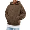 Mannen Jongens Winter Thicken Pluche Lange Mouwen Sweatshirt Pullover Trekkoord Hoodie Tops met Pocket Fluffy Kangaroo Uitloper X0710