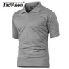 Tacvasen Sommar Kortärmad Snabbtork Polos T-shirts Mäns militära taktiska kamp Tee Team Arbete Vandring Sport Golf Tops 210714