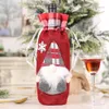 Christmas Wine Bottle Cover with Gnomes Buffalo Plaid Gift Bag Xmas Table Ornaments New Year Dinner Decor PHJK2109