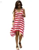 Robes décontractées de haute qualité! 2021 Robe d'été pour femmes Femmes Fille Stripe Beach Robe d'été sans manches Vêtements pour femmes