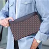 Fashionable Men's Plaid Bag High Quality Pu Leather Handbag Large Capacity Envelope Bagss Casual Clutch Men'ss Clutchs S2124