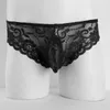 Tanga para hombre ZDHoor, bragas sexis de encaje, ropa interior Sissy para hombre, calzoncillos de Bikini, bolsa abultada Floral, malla transparente erótica Gay