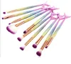 DHL 10PCS / Set Eye Makeup Brushes Set Sirmaid Handle Design Design Blush Powder Ombe Eyeliner Eyes Belling Blending Nez Fabe Make Up Brush 4 Styles