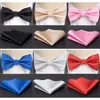 Bowtie Cravat Set Solid Black Red Fashion Butterfly Ties for Men Handkerchief Party Man Gift Wedding Dress Accessories7776132