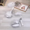 Sandals 2021 4 Color Feather Thick High Heels Platform Women 14cm Shoes Female Summer Spring Hair Wedding Pumps